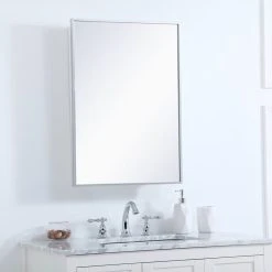 Elegant Furniture & Lighting Metal Mirror Medicine Cabinet 20"x28", Silver Finish -Laural Home Shop ff61f6d50ec5b04b 7530 w800 h800 b0 p0