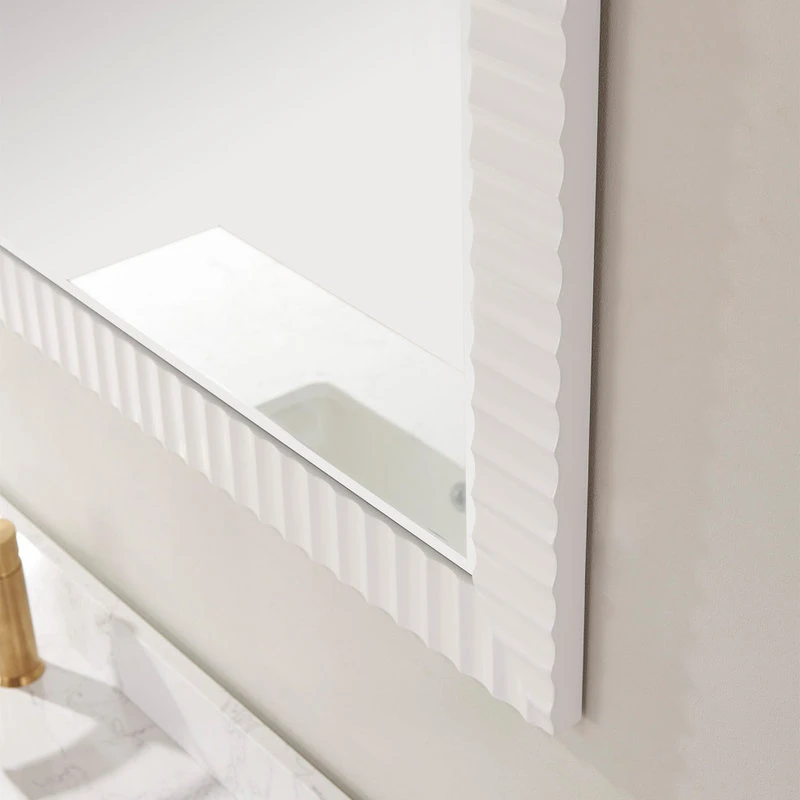 Vinnova Savona Rectangular Bathroom/Vanity Wave Framed Wall Mirror, White, 48 Inch 6 Vinnova Savona Rectangular Bathroom/Vanity Wave Framed Wall Mirror, White, 48 Inch - Image 4