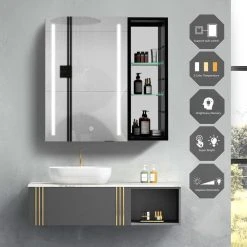 Jims Maison 30" Aluminum Surface Mount Medicine Cabinet With Mirror And Exterior Shelves, L 21 Jims Maison 30" Aluminum Surface Mount Medicine Cabinet With Mirror And Exterior Shelves, L -Laural Home Shop ff81dc64037c44e7 7383 w800 h800 b0 p0