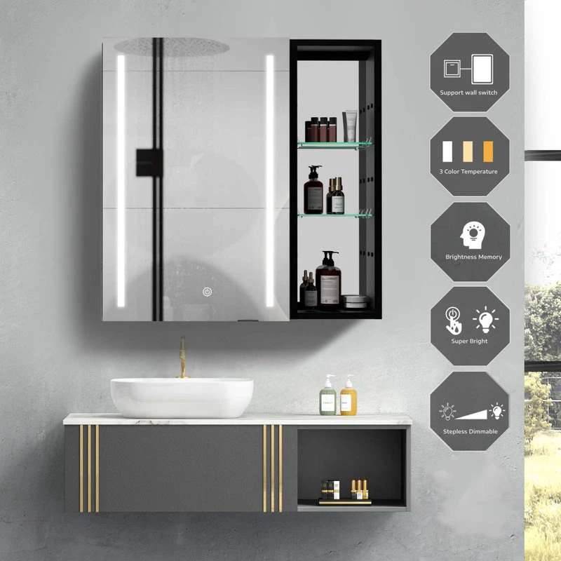 Jims Maison 30" Aluminum Surface Mount Medicine Cabinet With Mirror And Exterior Shelves, L 9 Jims Maison 30" Aluminum Surface Mount Medicine Cabinet With Mirror And Exterior Shelves, L - Image 7