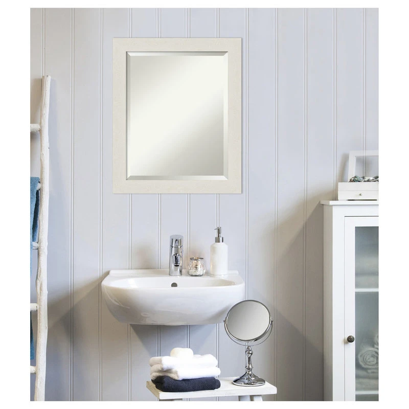 Amanti Art Rustic Plank White Narrow Beveled Bathroom Wall Mirror - 19.5 X 23.5 In. 7 Amanti Art Rustic Plank White Narrow Beveled Bathroom Wall Mirror - 19.5 X 23.5 In. - Image 5