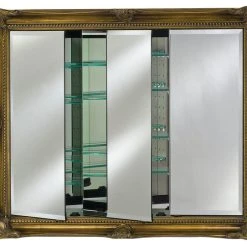 Afina Corporation Vanerbilt Triple Door Framed Medicine Cabinet, Antique Silver, Medium, Royale