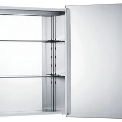 Whitehaus Collection 19-5/8"x28" Surface-Mount Mirrored Medicine Cabinet, Aluminum