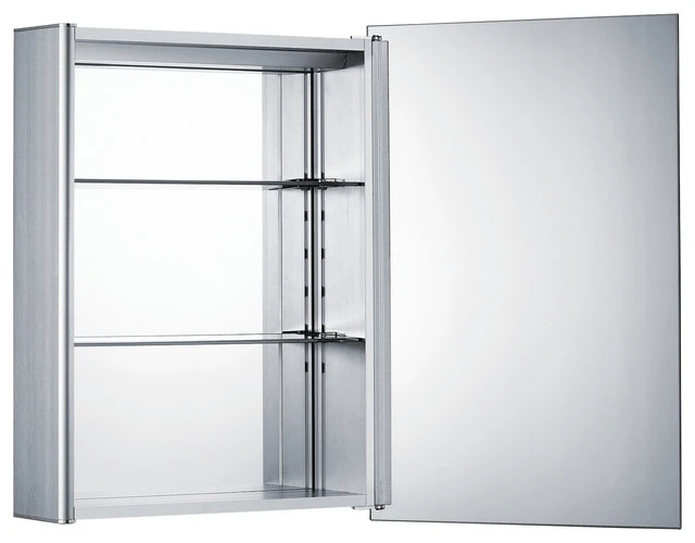 Whitehaus Collection 19-5/8"x28" Surface-Mount Mirrored Medicine Cabinet, Aluminum 3 Whitehaus Collection 19-5/8"x28" Surface-Mount Mirrored Medicine Cabinet, Aluminum