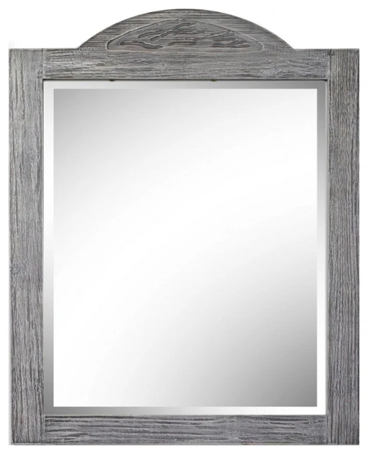 InFurniture Inc., 26" Rustic Solid Fir Mirror In Grey (26" H X 36" H) 3 InFurniture Inc., 26" Rustic Solid Fir Mirror In Grey (26" H X 36" H)