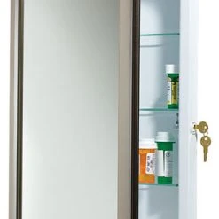 Rangaire Hampton Locking 15 3/4"x25 1/2" Recess Mount Satin Nickel Medicine Cabinet
