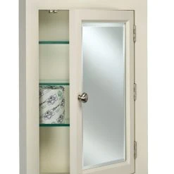 Afina Corporation Wilshire II 7" Deep Semi Recessed Medicine Cabinet With Crown Moulding, 22"x27"