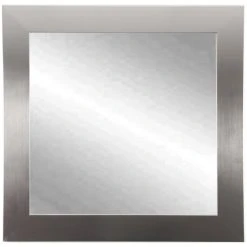 Brandt Works Home Decorative Modern Silver Square Wall Mirror, 32"x32"