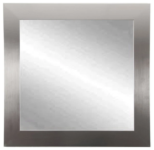 Brandt Works Home Decorative Modern Silver Square Wall Mirror, 32"x32" 3 Brandt Works Home Decorative Modern Silver Square Wall Mirror, 32"x32"
