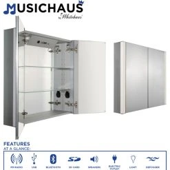 Whitehaus Collection Musichaus Double Mirrored Door Medicine Cabinet With Usb