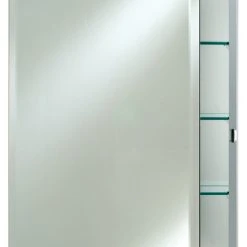 Afina Corporation Scallop Top Frameless Medicine Cabinets, 16"x22", Left Hinge