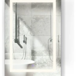 Krugg Reflections 24" Wide LED Medicine Cabinet With DeFog, Dimmer, And Outlets, 36"t, Right 3000k