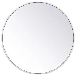 Elegant Furniture & Lighting Metal Frame Round Mirror 24" In White