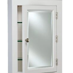 Afina Corporation Wilshire I White Wood Medicine Cabinet With Crown Moulding, 22"x27"