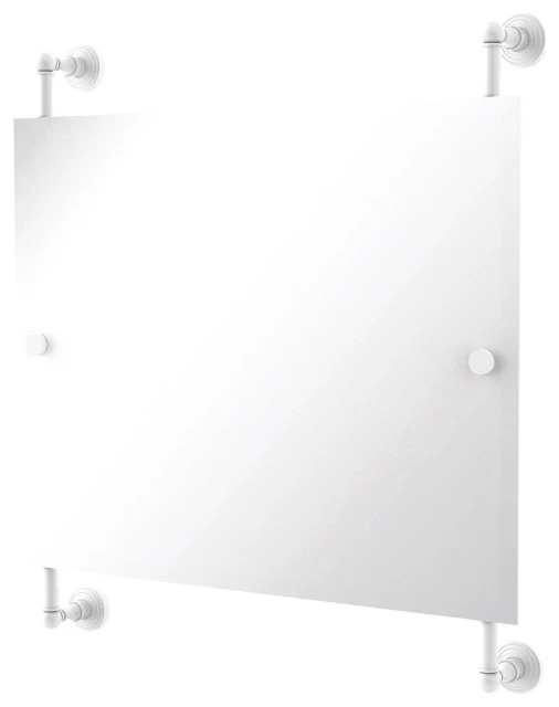 Allied Brass Waverly Place Landscape Frameless Rail Mounted Mirror, Matte White 3 Allied Brass Waverly Place Landscape Frameless Rail Mounted Mirror, Matte White