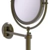 Allied Brass Soho Wall Mounted Make-Up Mirror 8" Diameter, 5xMagnification, Antique Brass -Laural Home Shop home design 273