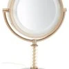 Jerdon HL856BC 8" Tabletop Two-Sided Swivel Halo Lighted Vanity Mirror, Brushed -Laural Home Shop home design 275