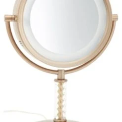 Jerdon HL856BC 8" Tabletop Two-Sided Swivel Halo Lighted Vanity Mirror, Brushed