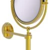 Allied Brass Soho Wall Mounted Make-Up Mirror 8" Diameter, 4xMagnification, Polished Brass
