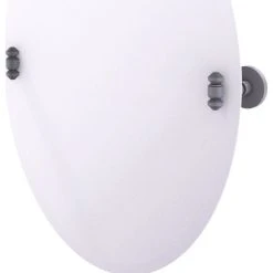 Allied Brass Frameless Oval Beveled Edge Tilt Mirror, Matte Gray