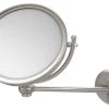 Allied Brass 8" Wall Mounted Make-Up Mirror 4xMagnification, Satin Nickel -Laural Home Shop home design 309