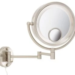 Jerdon HL8515N 8.5-Inch Two-Sided Swivel Halo Lighted Wall Mount Mirror With 7x