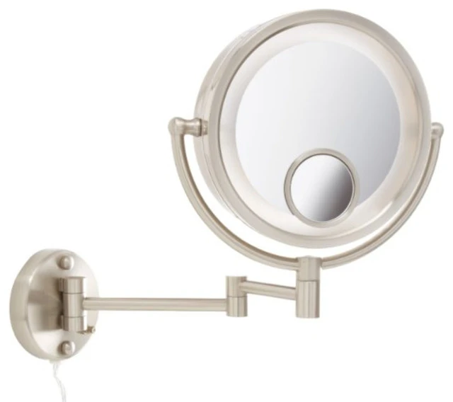 Jerdon HL8515N 8.5-Inch Two-Sided Swivel Halo Lighted Wall Mount Mirror With 7x 3 Jerdon HL8515N 8.5-Inch Two-Sided Swivel Halo Lighted Wall Mount Mirror With 7x