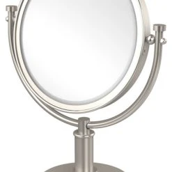 Allied Brass DM-4G/2X-SN 8 Inch Vanity Top Make-Up Mirror 2X Magnification, Satin Nickel