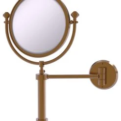 Allied Brass Southbeach Wall-Mount Makeup Mirror, 8" Dia, 3X Magnification, Brushed Bronze