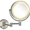 SEE ALL INDUSTRIES Modern Nickel Wall Mounted Lighted Make Up Mirror, Corded Plug-In