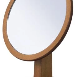 ORE International 9.5" Polyresin And Wood Make-Up Mirror On A Pedestal SUN-1