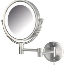 Jerdon HL88CL 8.5-Inch Two-Sided Swivel LED Lighted Wall Mount Mirror W/ 8x Mag