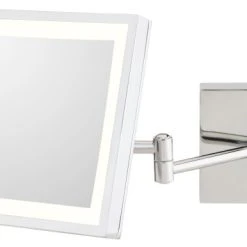 Aptations Square Rechargeable LED Lighted Wall Makeup Mirror, Chrome, Warmwhite Light 3500