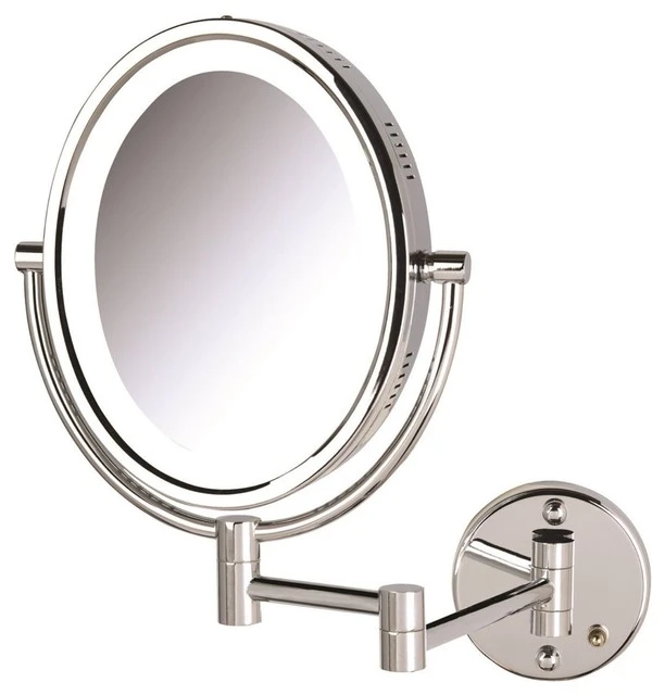 Jerdon 8" X 10" Lighted Wall Mirror With 5X-1X Mag, Chrome 3 Jerdon 8" X 10" Lighted Wall Mirror With 5X-1X Mag, Chrome