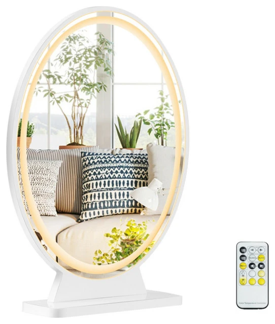 Gymax Hollywood Vanity Lighted Makeup Mirror Remote Control 4 Color Dimming 3 Gymax Hollywood Vanity Lighted Makeup Mirror Remote Control 4 Color Dimming
