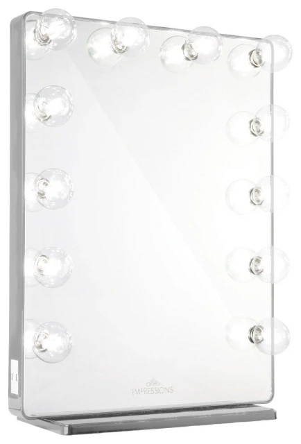 Impressions Vanity Company Hollywood Glow XL 2.0 Vanity Mirror, Silver, Clear Led Globe Bulbs 3 Impressions Vanity Company Hollywood Glow XL 2.0 Vanity Mirror, Silver, Clear Led Globe Bulbs
