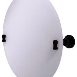 Allied Brass Washington Square Frameless Round Beveled Edge Tilt Mirror, Matte Black