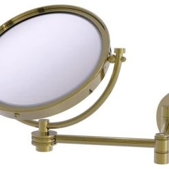 Allied Brass 8" Wall-Mount Extending Dotted Makeup Mirror 2X Magnification, Unlacquered Brass