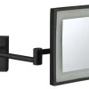 Nameeks Matte Black Square Wall Mounted LED 5x Magnifying Mirror, Hardwired -Laural Home Shop home design 427