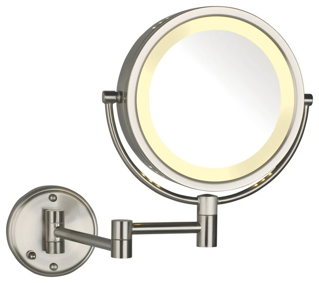 SEE ALL INDUSTRIES Modern Nickel Wall Mounted Lighted Make Up Mirror, Hard Wire 3 SEE ALL INDUSTRIES Modern Nickel Wall Mounted Lighted Make Up Mirror, Hard Wire
