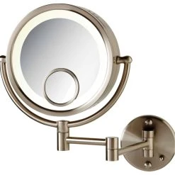 SEE ALL INDUSTRIES Modern Wall Mounted Halo Lit Make-Up Mirror, Nickel