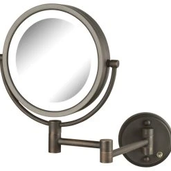 Jerdon 8.5" LED Lighted Wall Mirror With 8X-1X Mag, Bronze