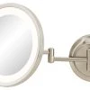 Aptations Single-Sided Round LED Wall Mirror With Switchable Light Color, Brushed Nickel