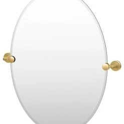 Gatco Fine Bathware Latitude II 26.5" Frameless Oval Mirror, Brushed Brass