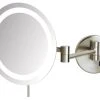 Jerdon Sharper Image 8.5" LED Lighted Wall Mirror With 8X Mag, Nickel