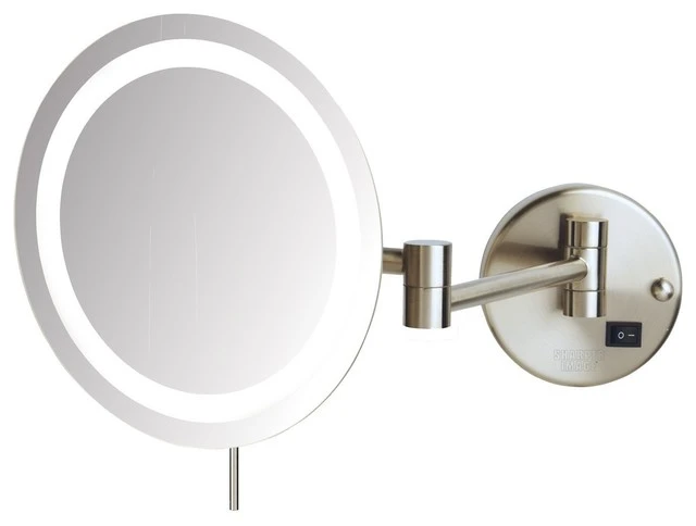 Jerdon Sharper Image 8.5" LED Lighted Wall Mirror With 8X Mag, Nickel 3 Jerdon Sharper Image 8.5" LED Lighted Wall Mirror With 8X Mag, Nickel