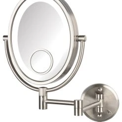 Jerdon Oval LED Lighted Makeup Mirror, Nickel