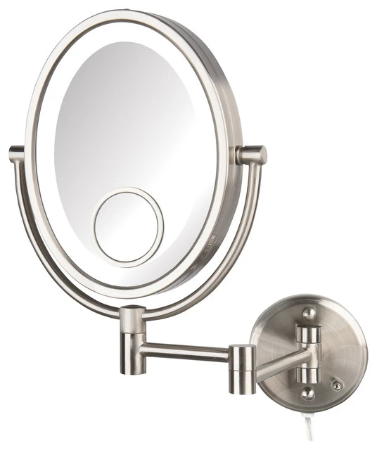 Jerdon Oval LED Lighted Makeup Mirror, Nickel 3 Jerdon Oval LED Lighted Makeup Mirror, Nickel