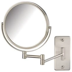 Jerdon 8" Wall Mirror With Over Sized Base, 5X Mag, Nickel