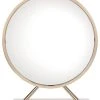 Acme Furniture ACME Midriaks Metal Round Mirror And Faux Leather Stool In White And Gold